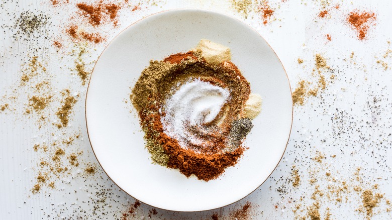 taco spices on white plate