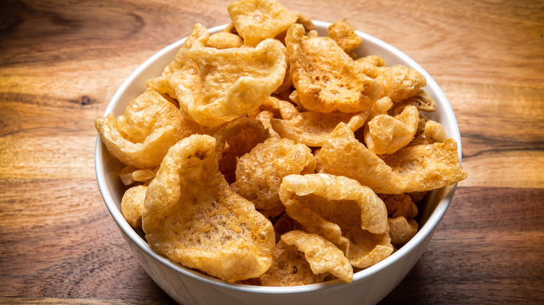 bowl of pork rinds