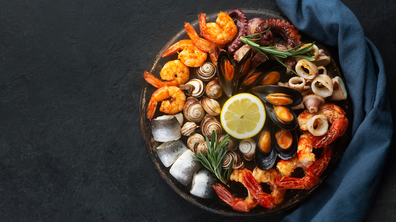 plate of shellfish with shrimp