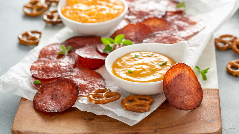 snacks with cheese dip