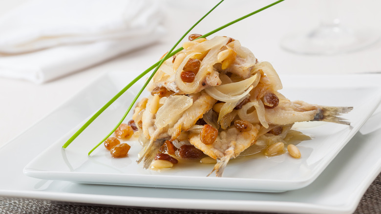 dish of fish with agrodolce