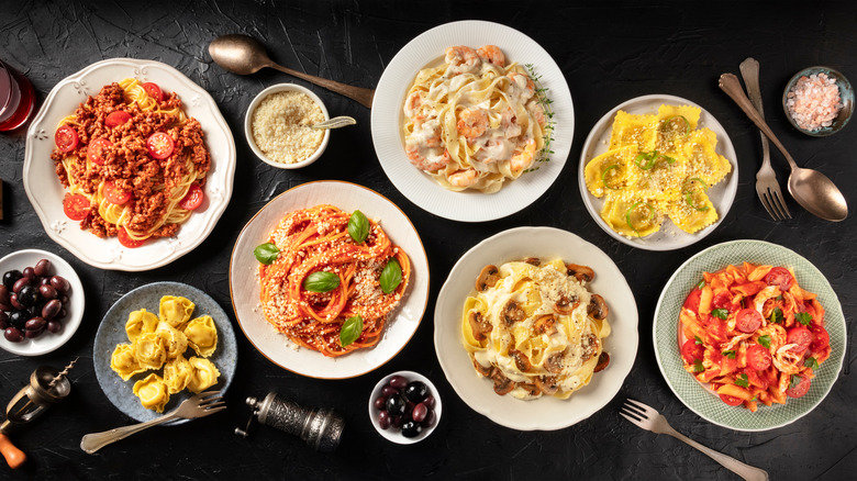 plates of different pastas