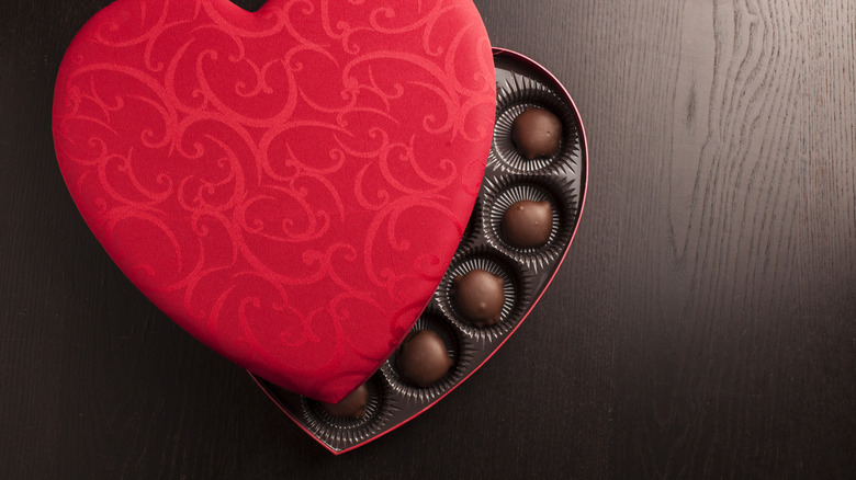 Red heart-shaped box of chocolates