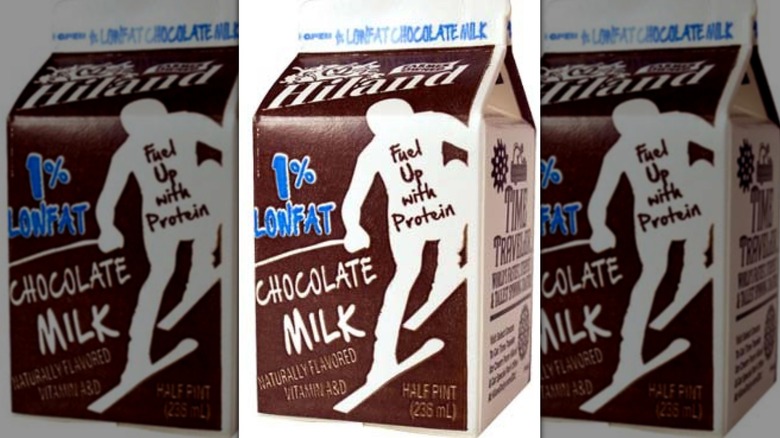 Hiland Dairy 1% Low Fat Chocolate Milk cartons