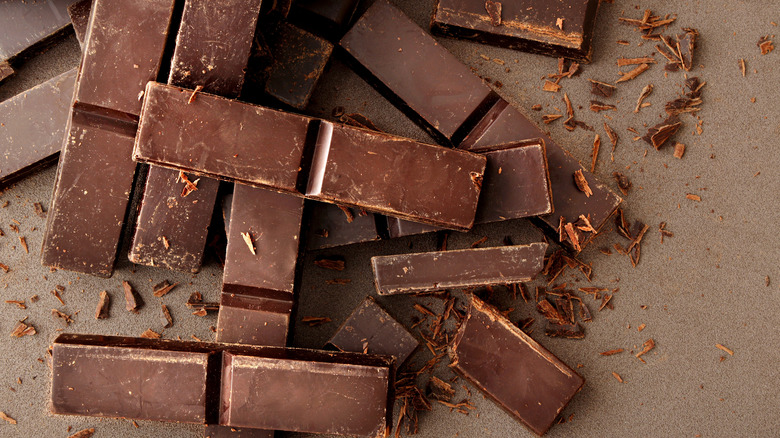 Pieces of dark chocolate