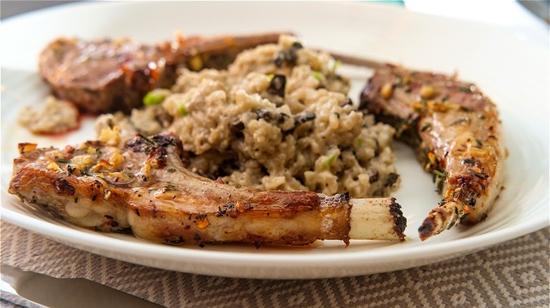 lamb with mushroom risotto