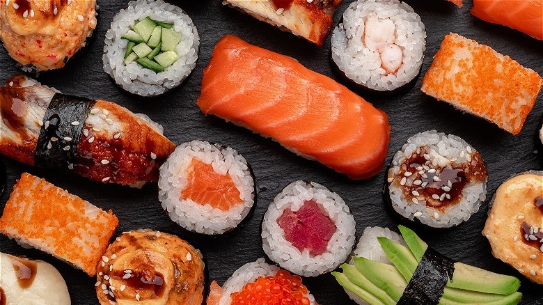 plate of various sushi