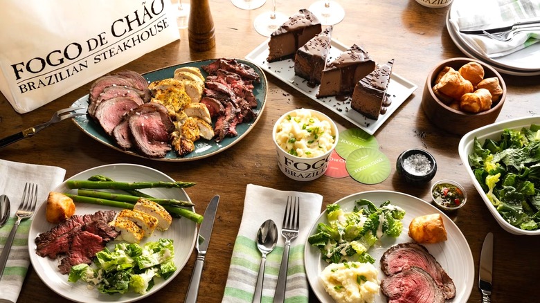 Fogo de Chão Date to go dishes on wooden table