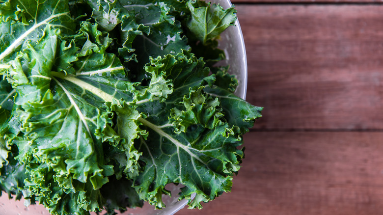 Bowl of kale leaves