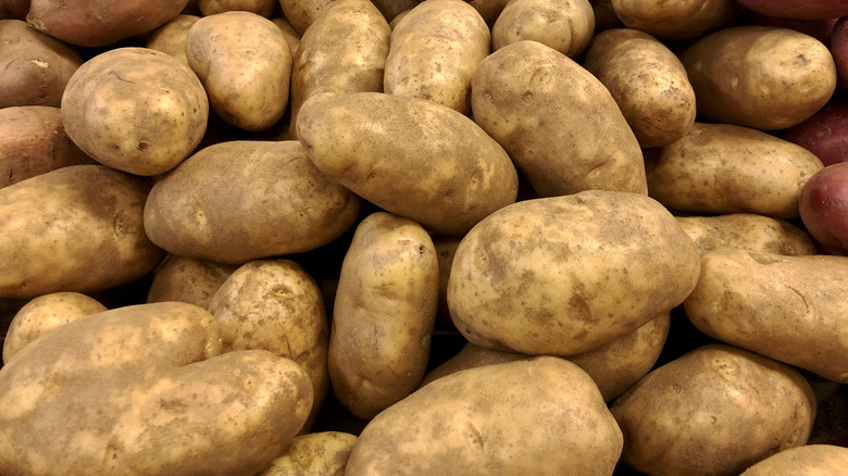 Pile of russet potatoes