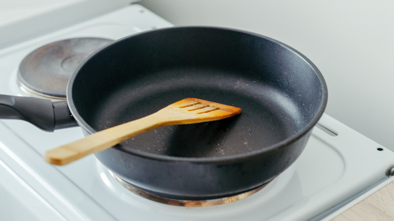 Cast-iron frying pan on stove