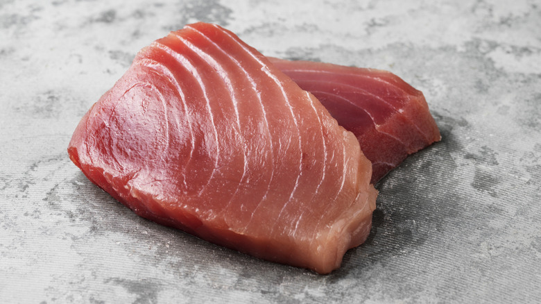Raw tuna steaks