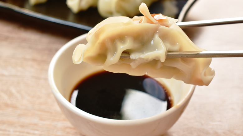 dumpling with dipping sauce