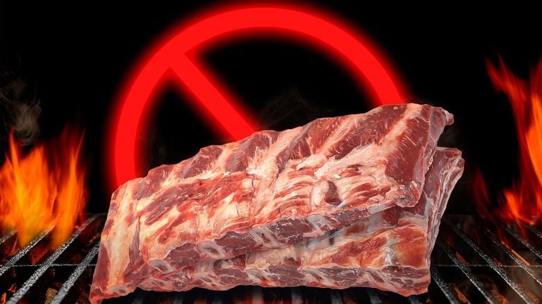 ribs on fiery grill