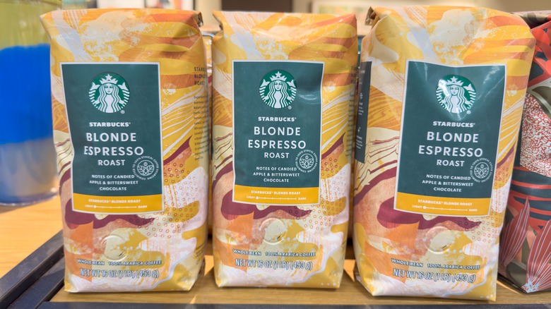 Bags of Starbucks Blonde Espresso Roast beans