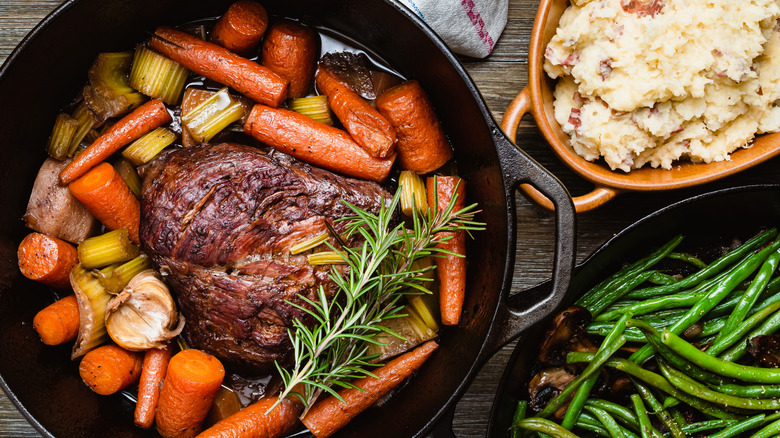 pot roast dinner in dutch oven