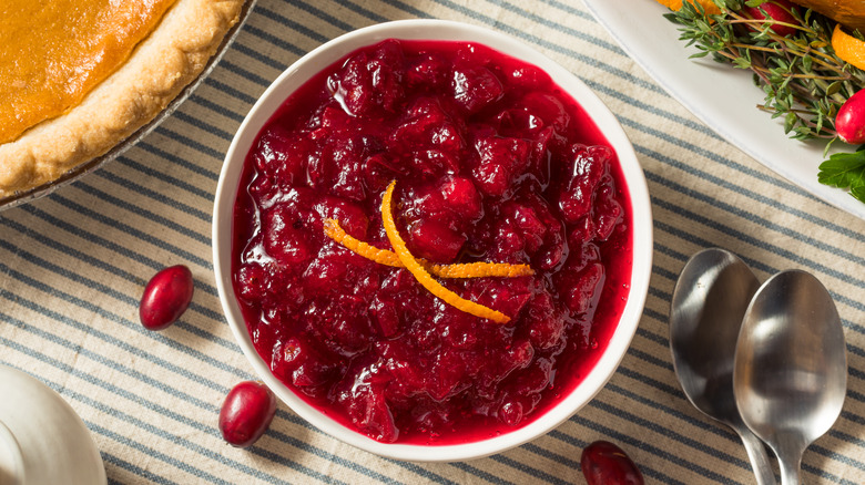 Bowl of cranberry sauce