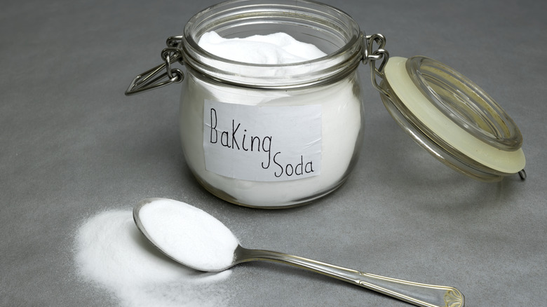 baking soda jar and spoonful