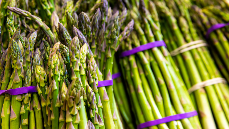 asparagus tied by rubber bands