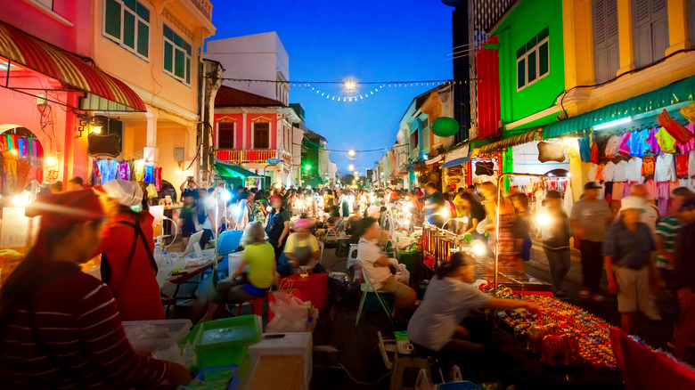 People at a night market