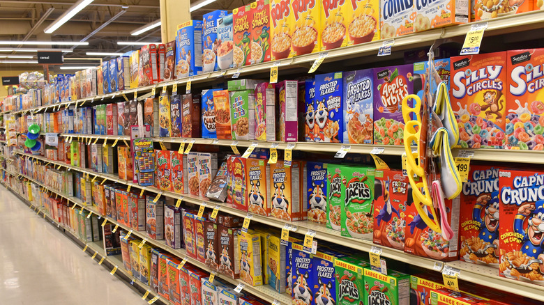 Cereal on a store shelf