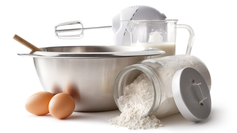 Baking tools on white background