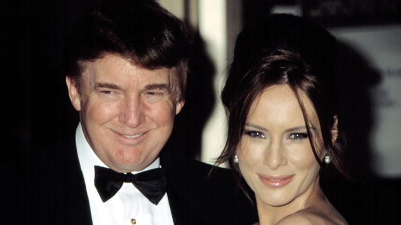Donald Trump and Melania Knauss pose together while smiling