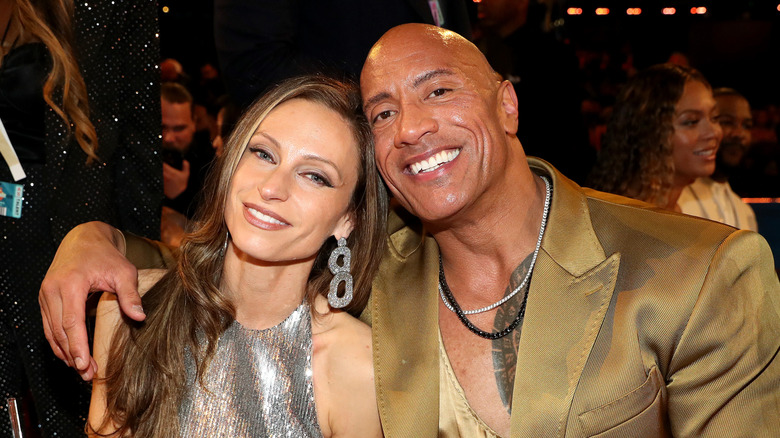 Dwayne Johnson and Lauren Hashian pose together