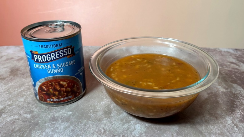 can and bowl of progresso gumbo