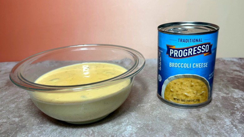 can and bowl of progresso cheese soup