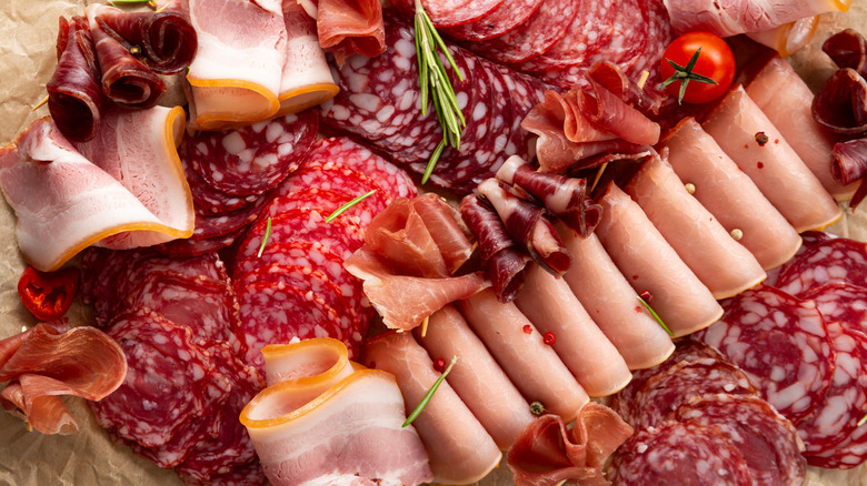 Assortment of deli meat cold cuts