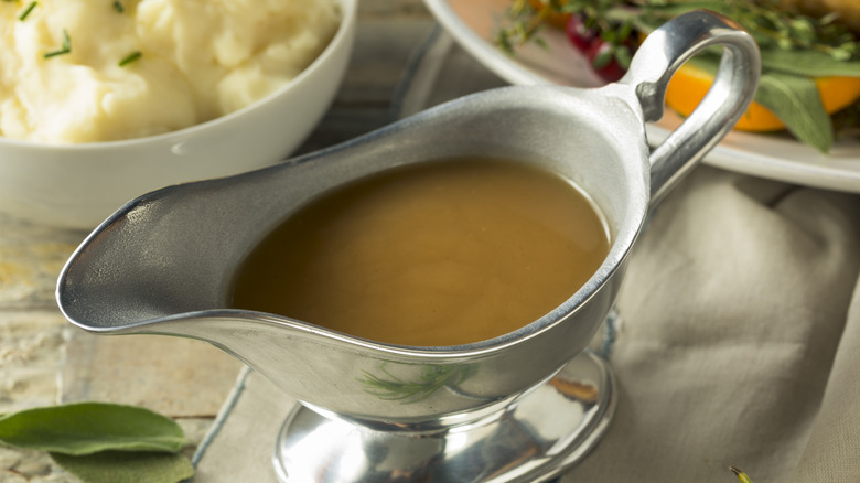 Brown gravy in a boat