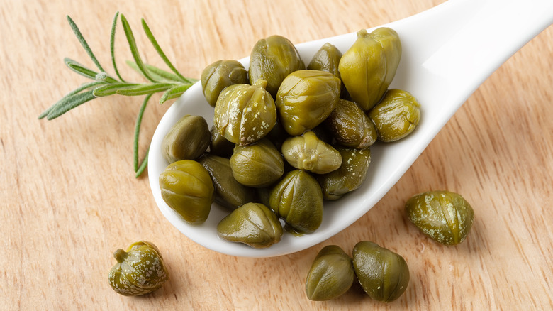capers on spoon