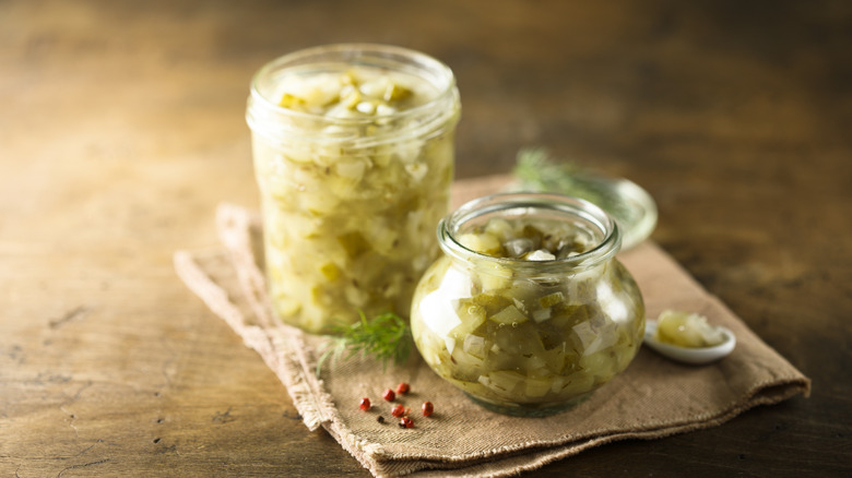cucumber relish in jar