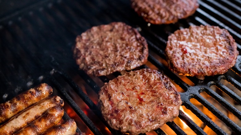 hamburgers on grill