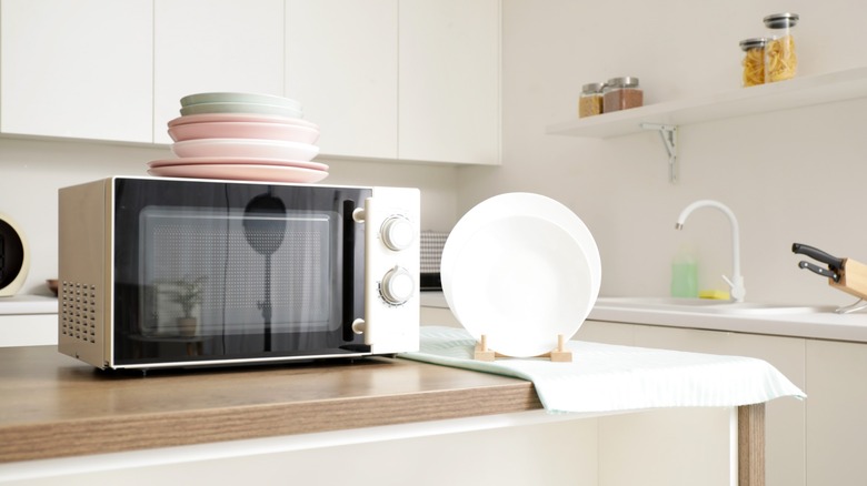 microwave on kitchen island