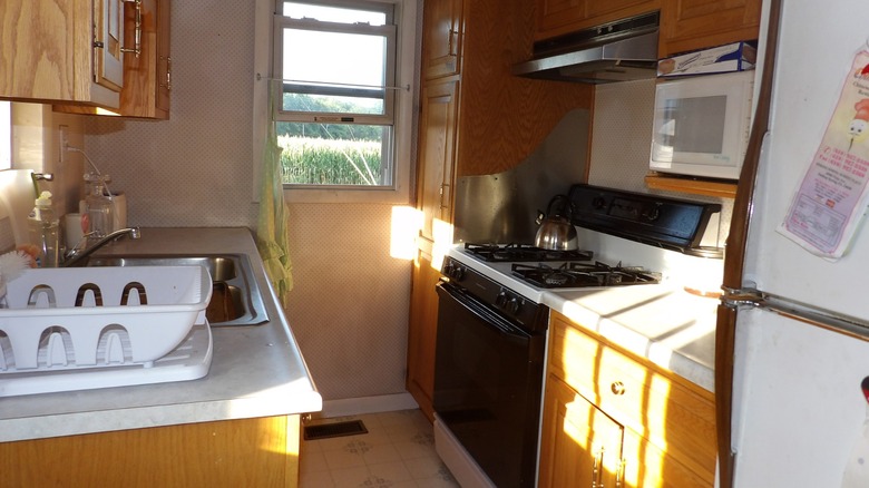 small cramped apartment kitchen