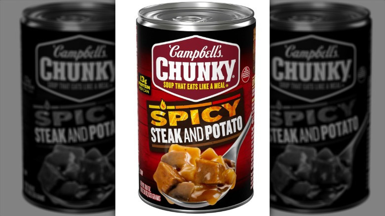 Can of Campbell's Chunk Spicy Steak and Potato Soup