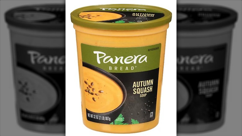 Container of Panera Bread Autumn Squash Soup