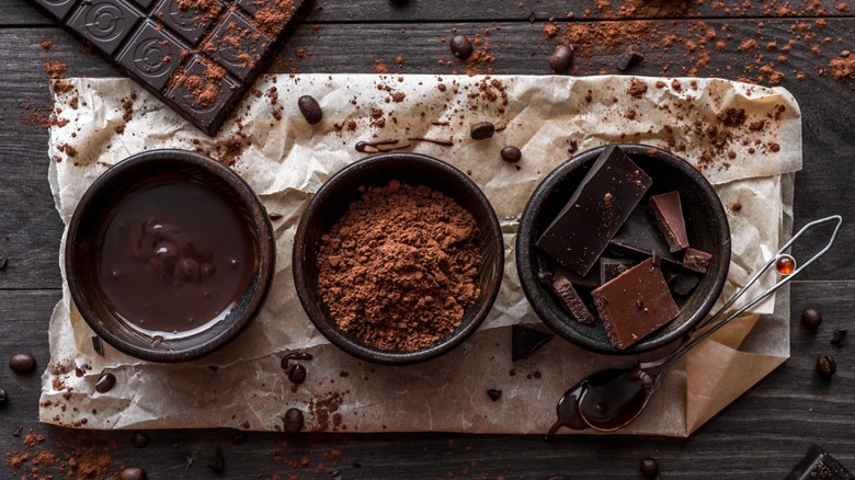 Various forms of chocolate