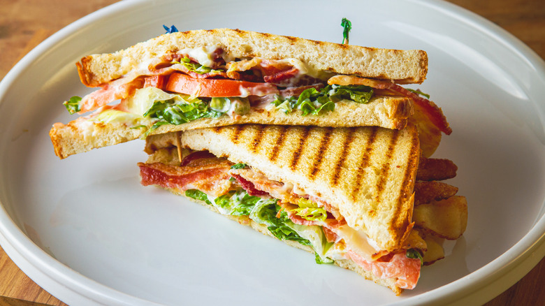 Bacon, lettuce, and tomato panini
