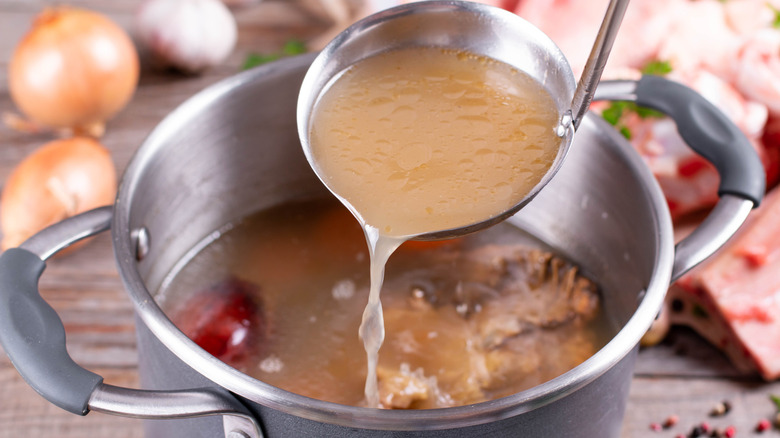 Pot of beef gravy