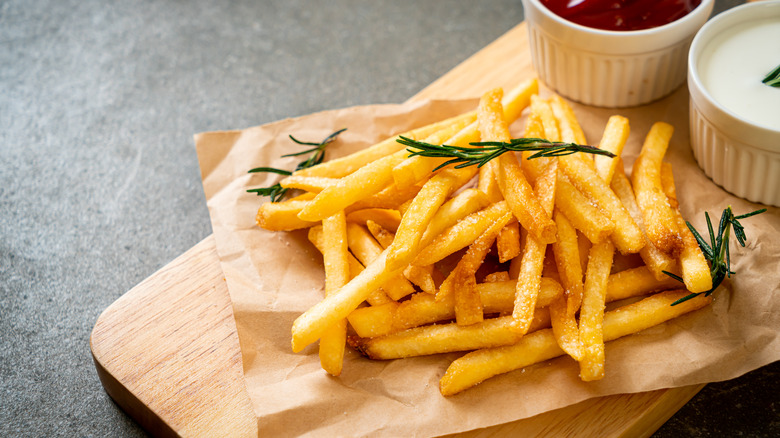 french fries with dips