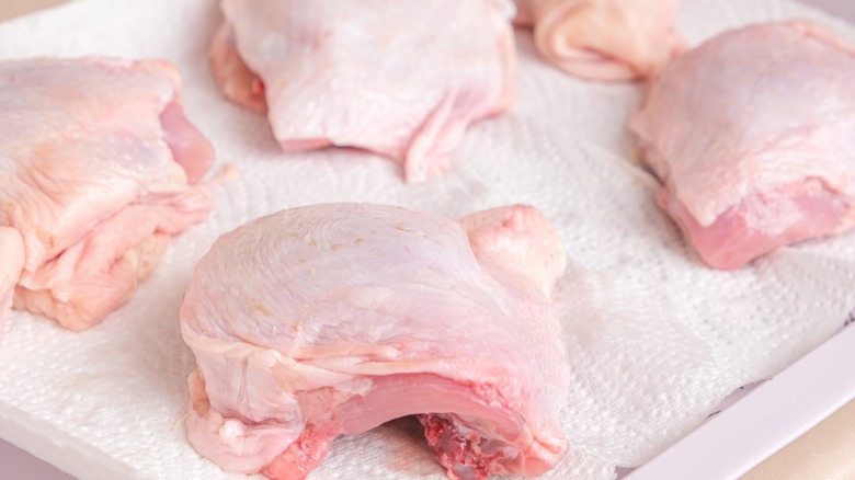 Chicken thighs drying