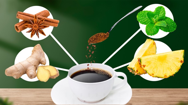 coffee with cinnamon mint pineapple