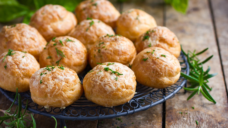 plate of gougères