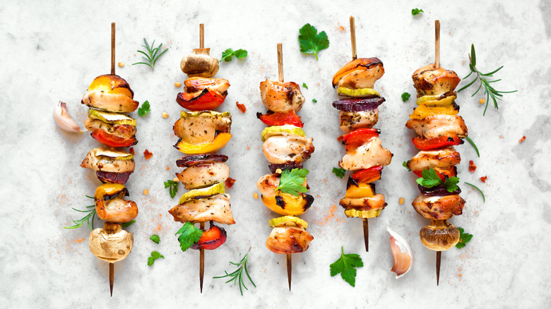 meat and vegetable skewers