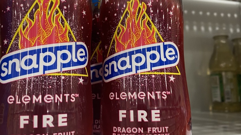 Snapple Fire bottles on shelf