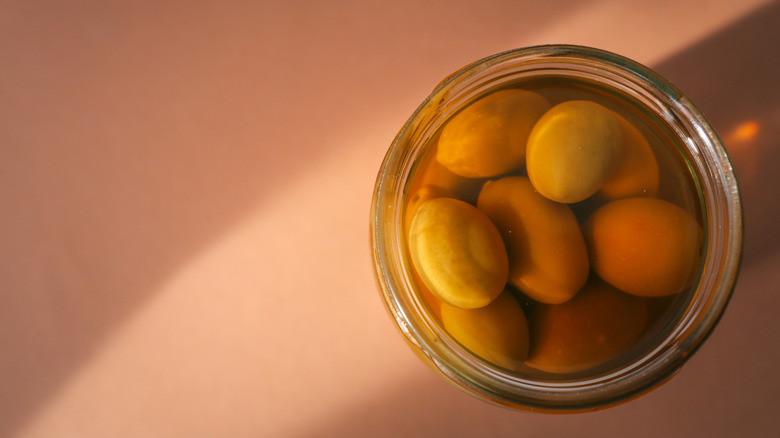 Jar of olives in brine