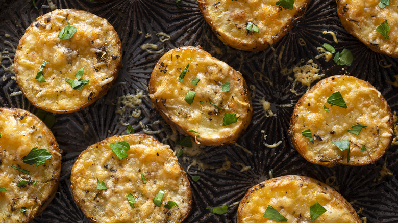 Parmesan crusted potato pieces